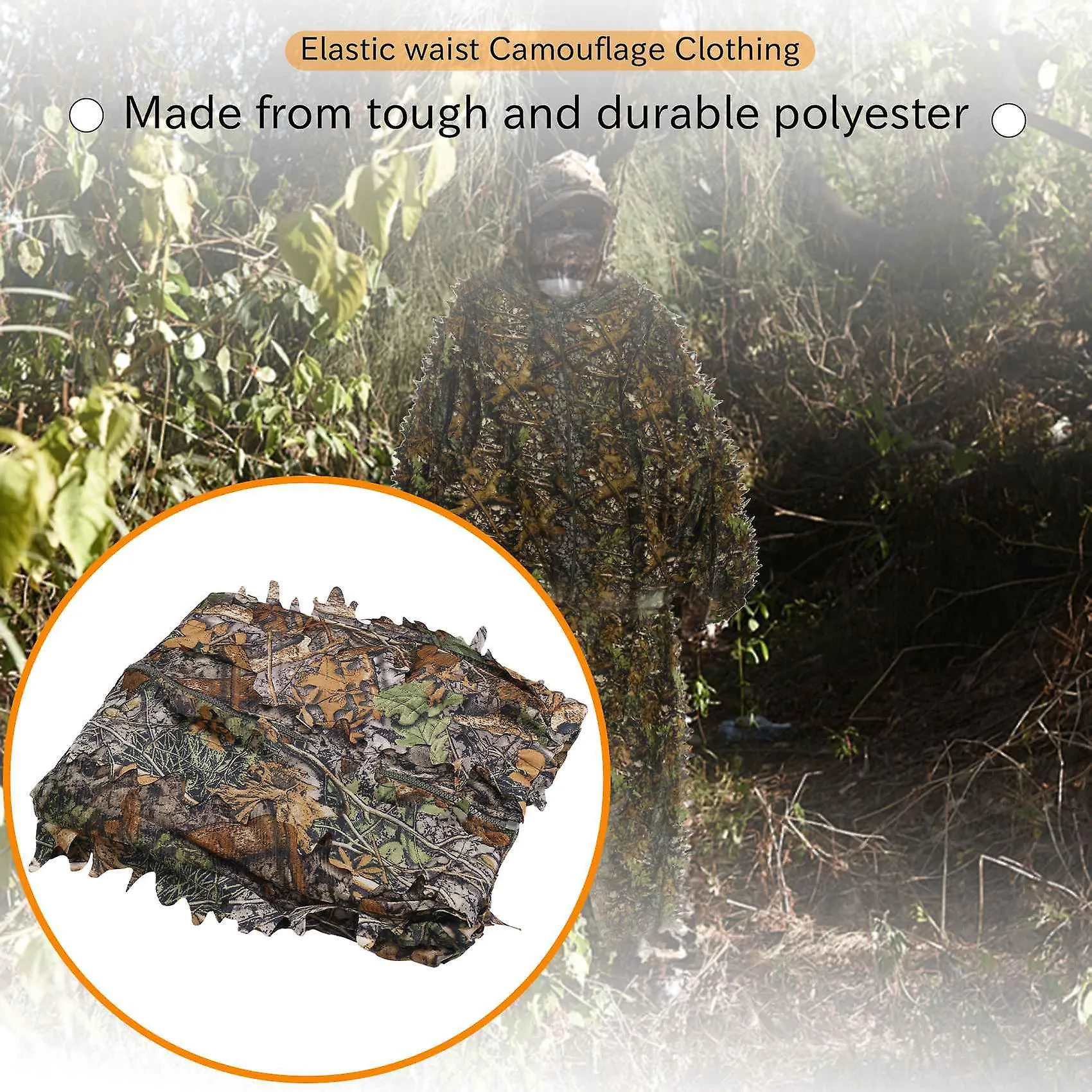 3D Leaf Adults Suit Woodland Camo/Camouflage Hunting Deer Stalking in