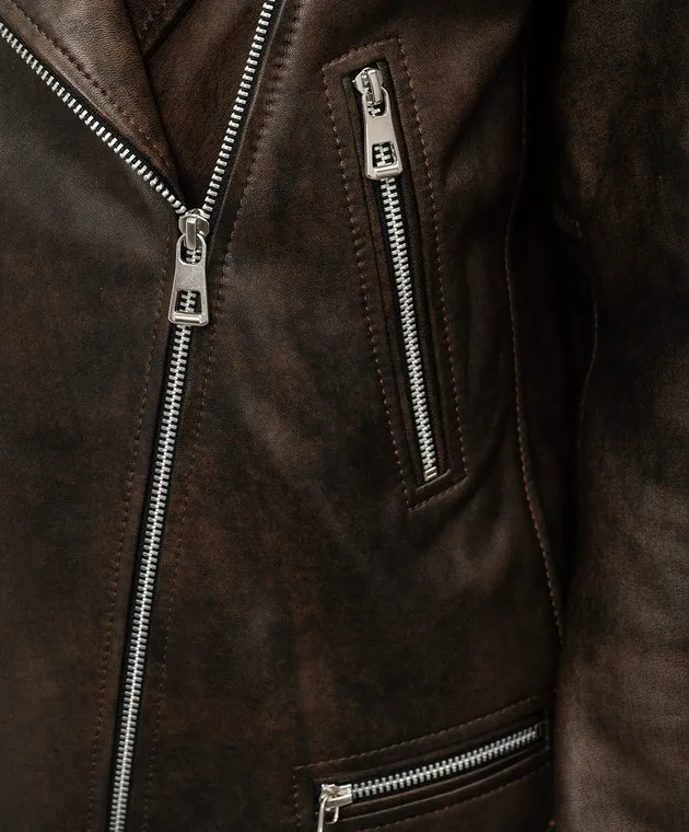 Babe Pay Pls Brown leather jacket