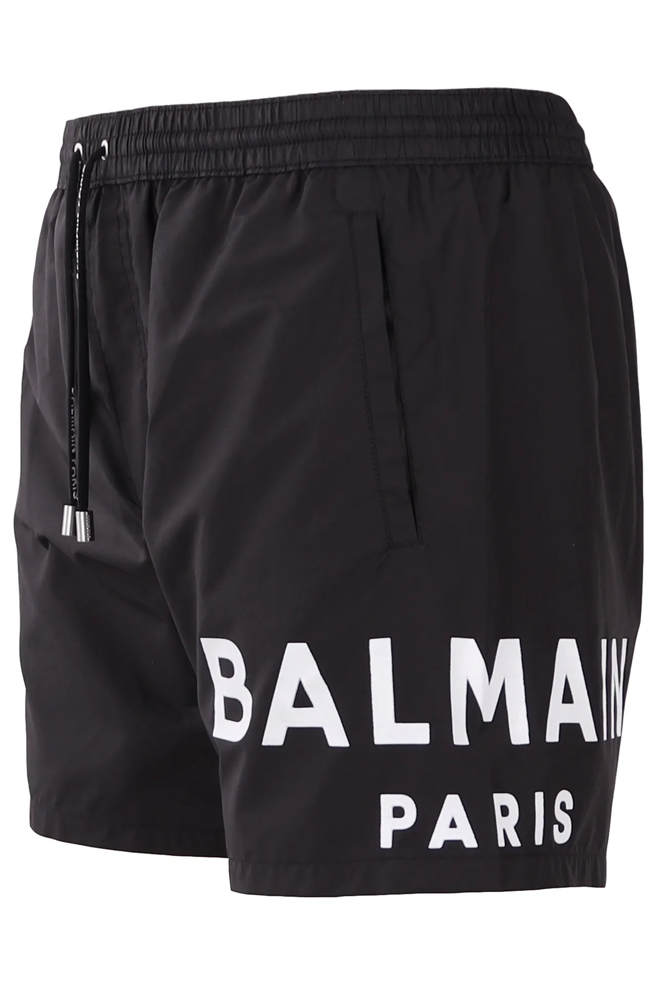 Bañador Balmain negro con logo blanco