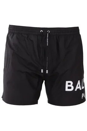 Bañador Balmain negro con logo blanco