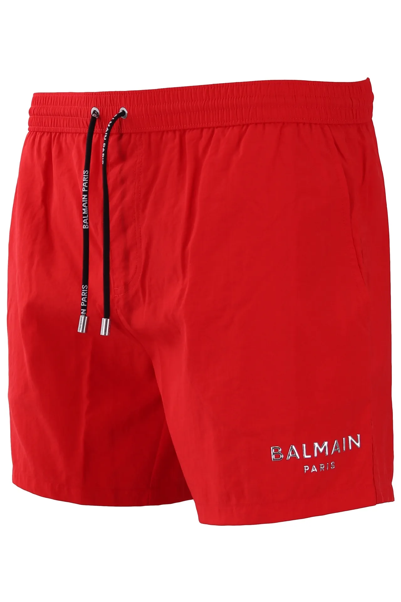 Bañador Balmain rojo con logo plateado