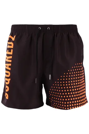 Bañador Dsquared2 negro con logo naranja