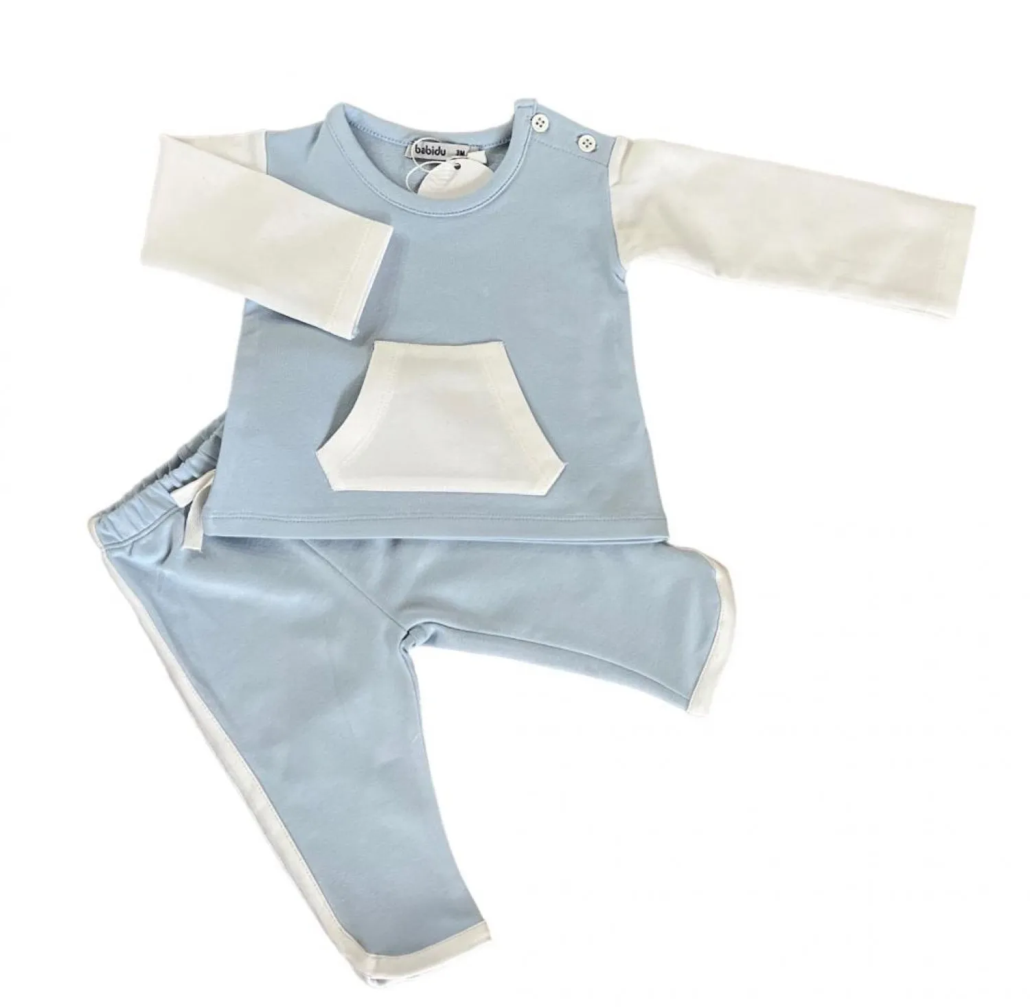 Blue and white cotton tracksuit for boy