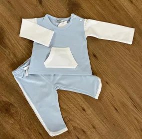 Blue and white cotton tracksuit for boy