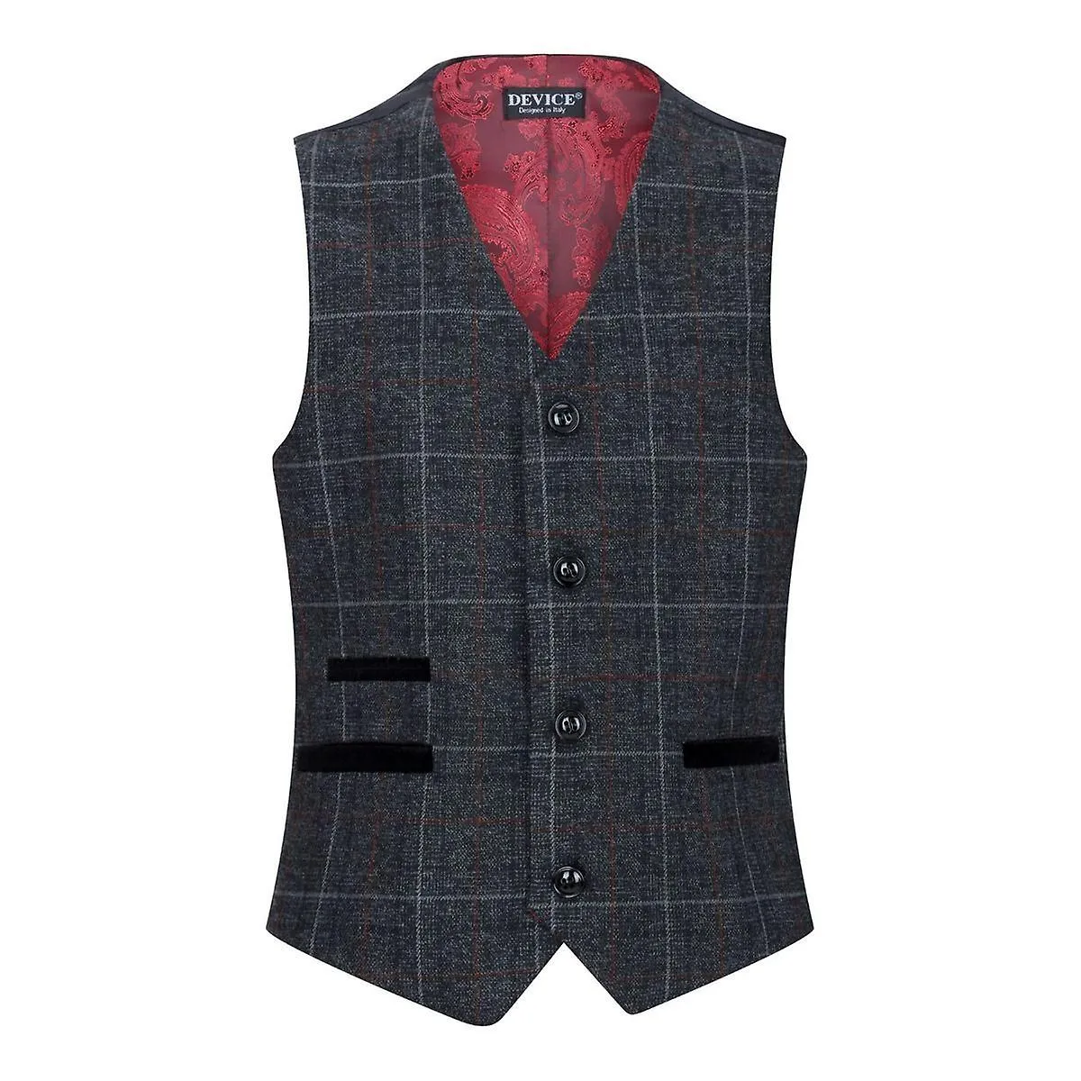 Boys 3 Piece Charcoal Grey Tweed Check Vintage Suit