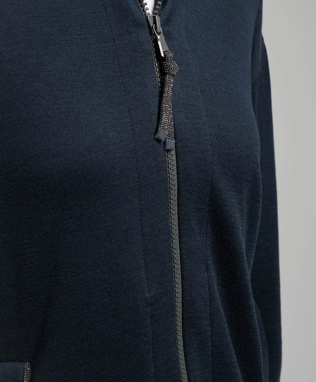 Brunello Cucinelli Blue sports jacket with silk and monil chain