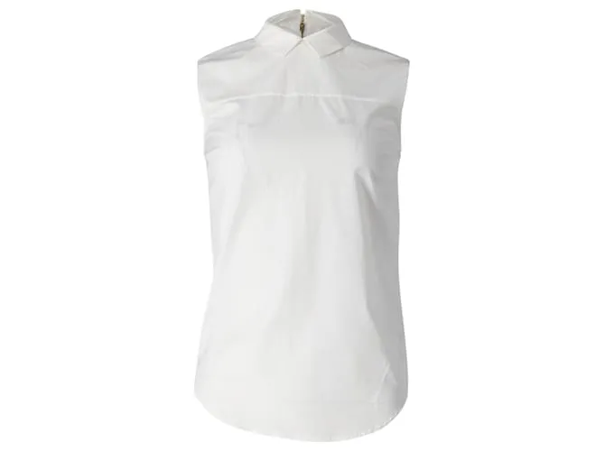 Camisa de algodón blanco sin mangas con cremallera trasera de Victoria Beckham 