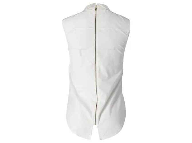 Camisa de algodón blanco sin mangas con cremallera trasera de Victoria Beckham 