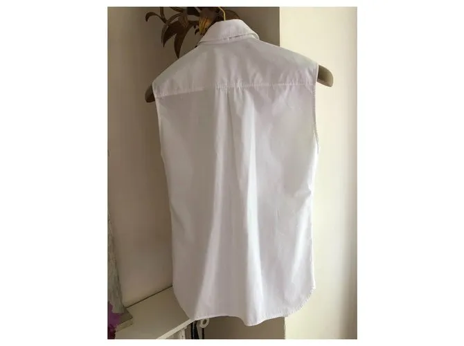 Camisa de algodón sin mangas de Hermès Blanco 