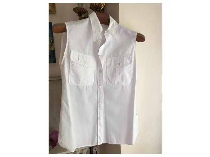 Camisa de algodón sin mangas de Hermès Blanco 