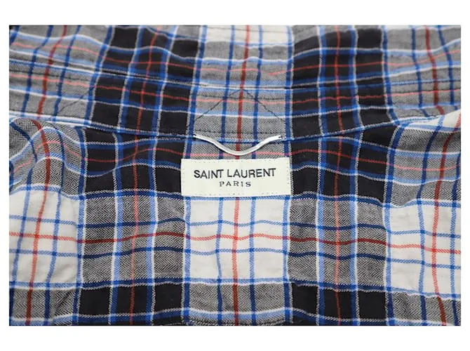 Camisa sin mangas de algodón multicolor con estampado de cuadros desgastados de Saint Laurent 