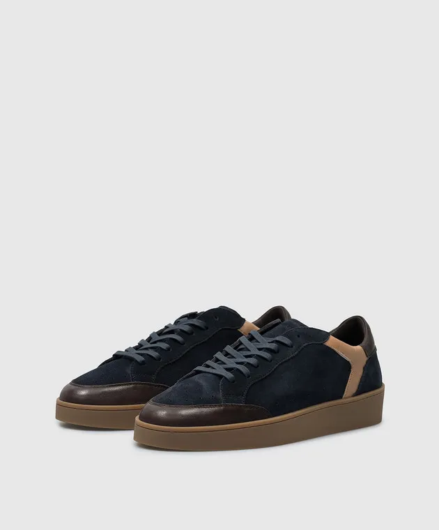 Canali Blue suede sneakers with logo