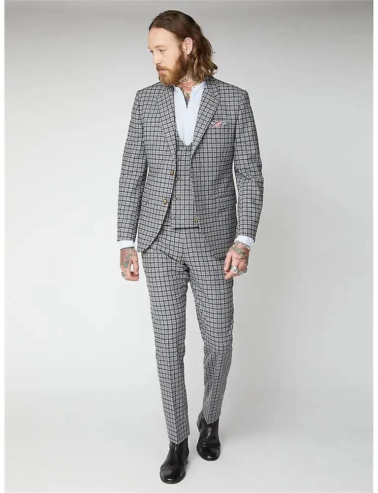 Cheyne check suit waitscoatgrey  