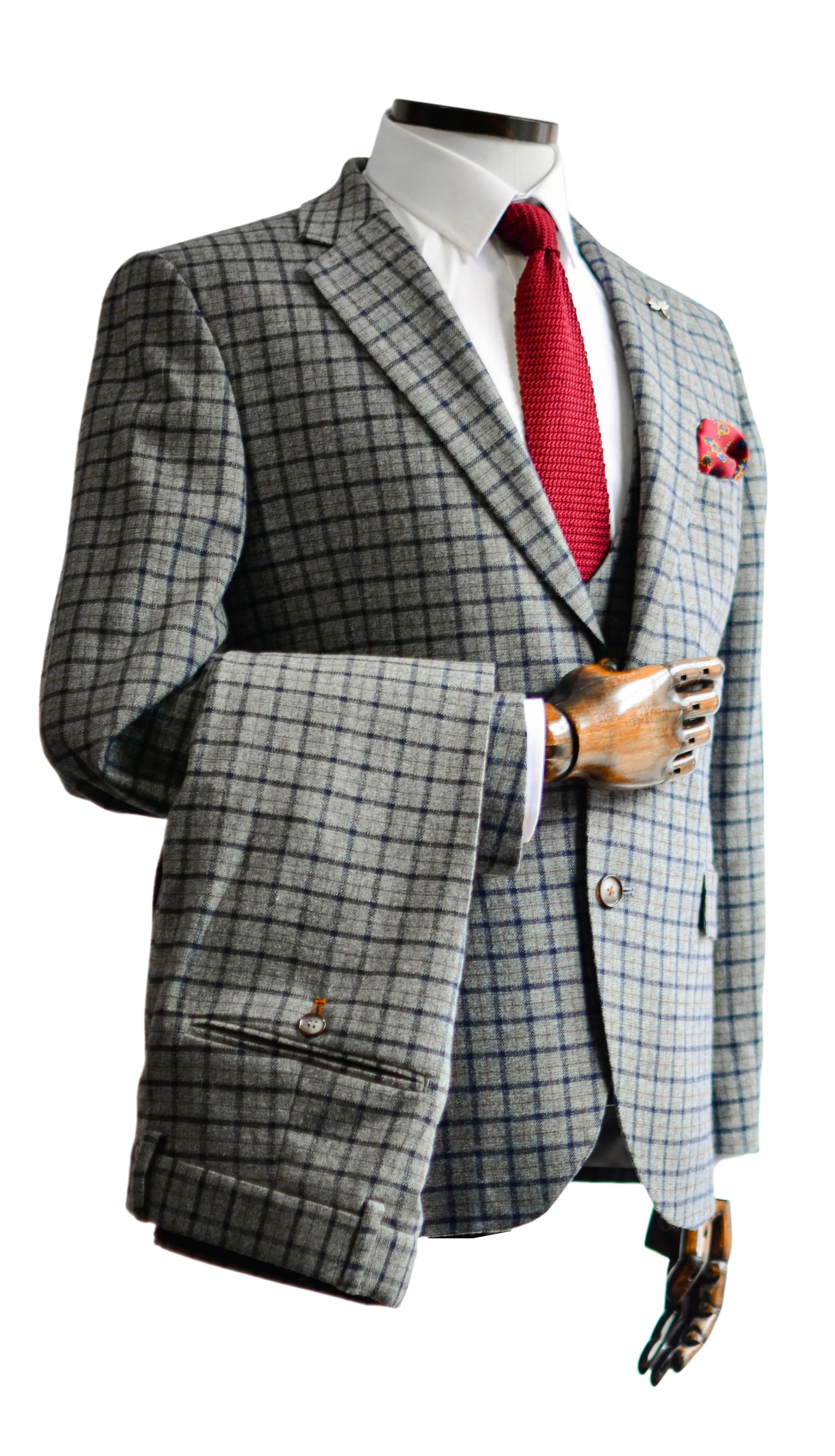 Cheyne check suit waitscoatgrey  