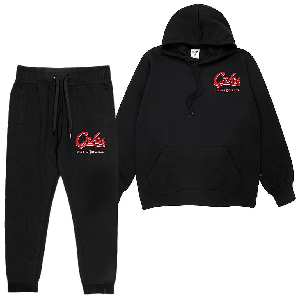 Crooks & Castles Script Chain Medusa Tracksuit Black