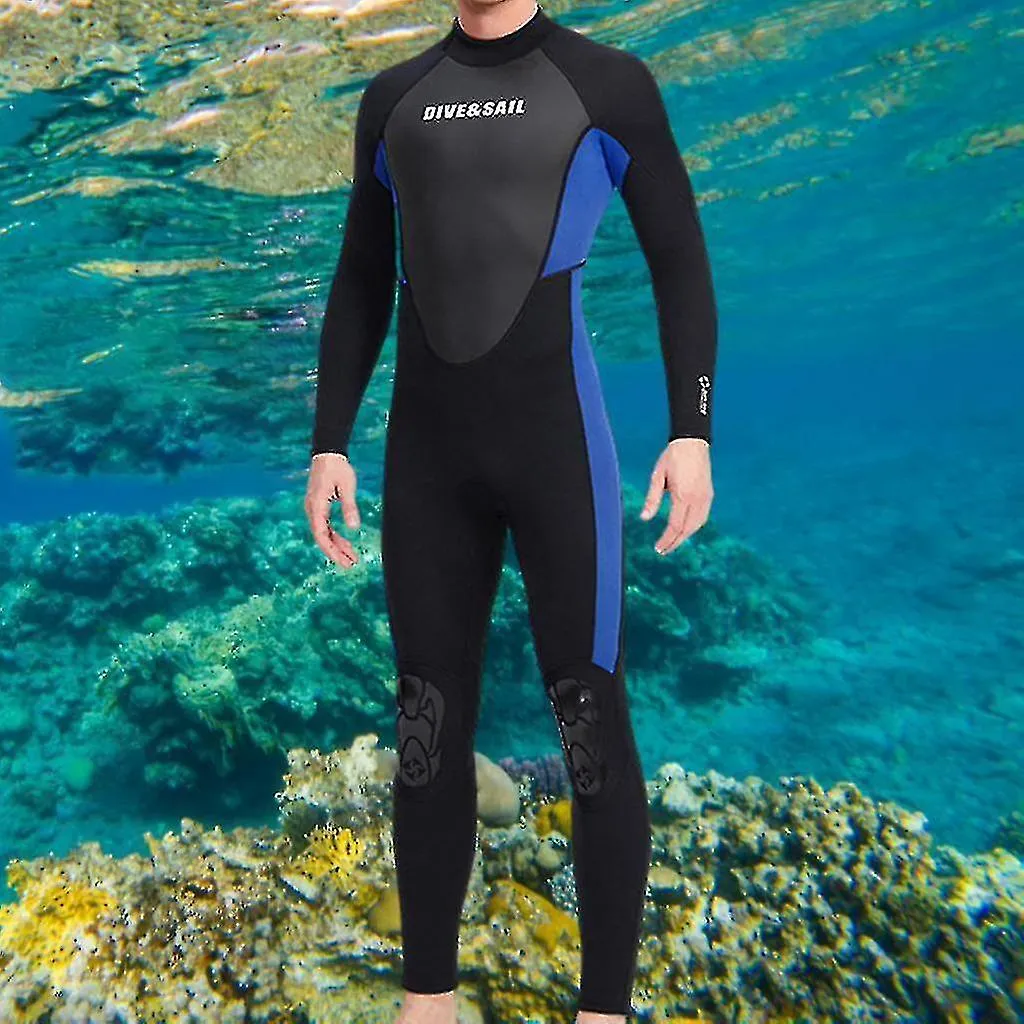 Diving Suit Full Length 3mm Uv Protection For Women Mens Men Xl Blue