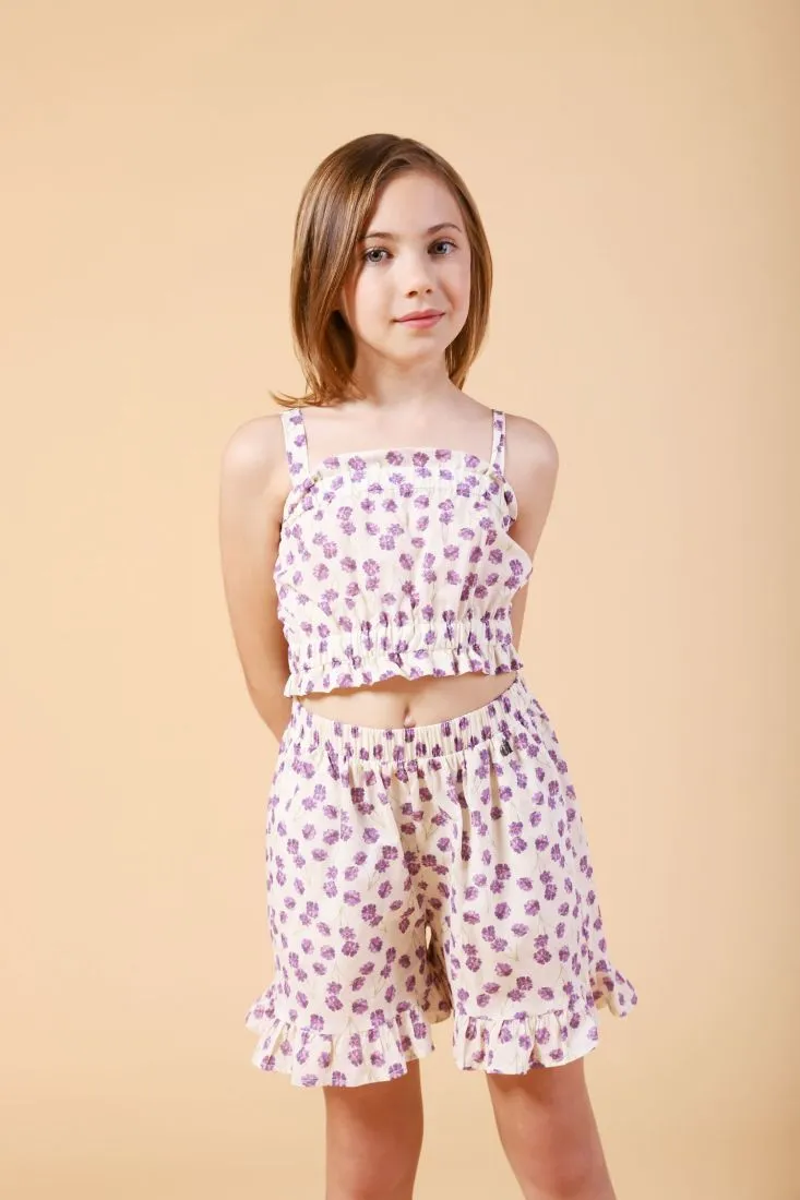 Dixie Camisa corta sin mangas de niña con estampado floral