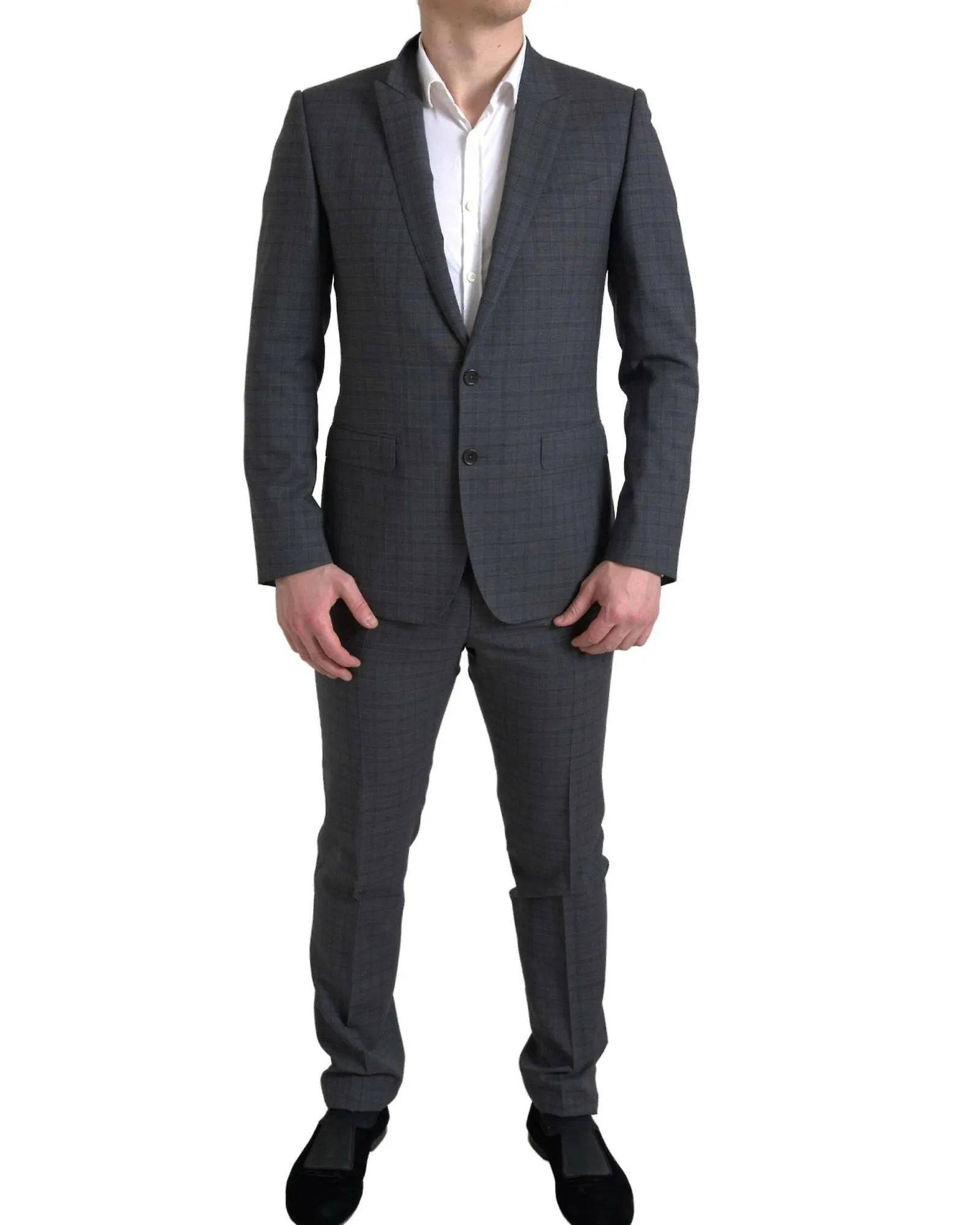 Dolce & Gabbana Checkered Gray 2 Piece Suit