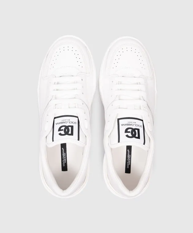 Dolce&Gabbana NEW ROMA white leather sneakers with a logo patch