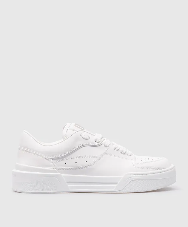 Dolce&Gabbana White leather sneakers with a logo patch