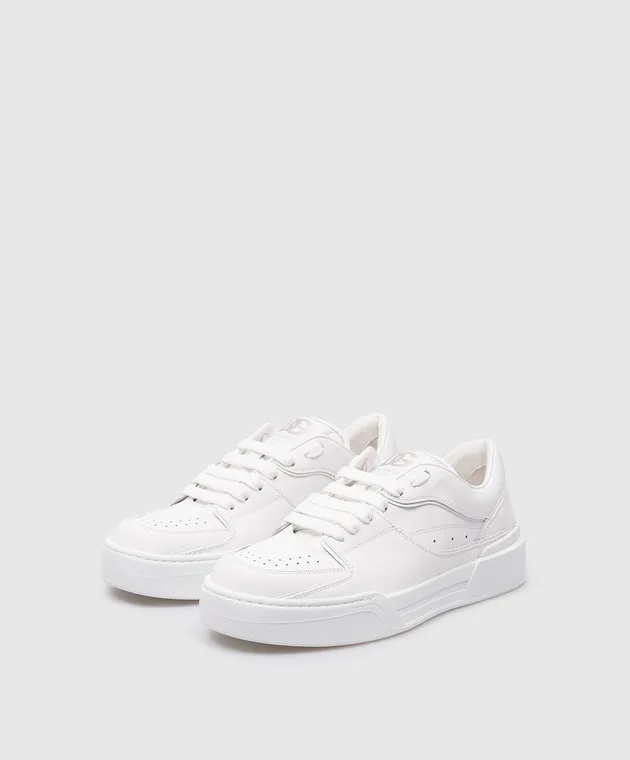 Dolce&Gabbana White leather sneakers with a logo patch