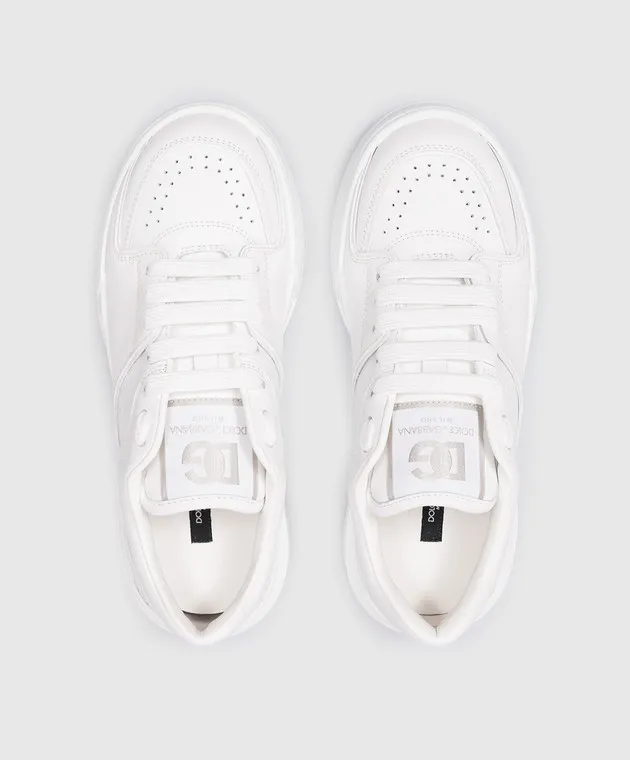 Dolce&Gabbana White leather sneakers with a logo patch