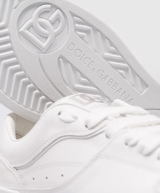 Dolce&Gabbana White leather sneakers with a logo patch