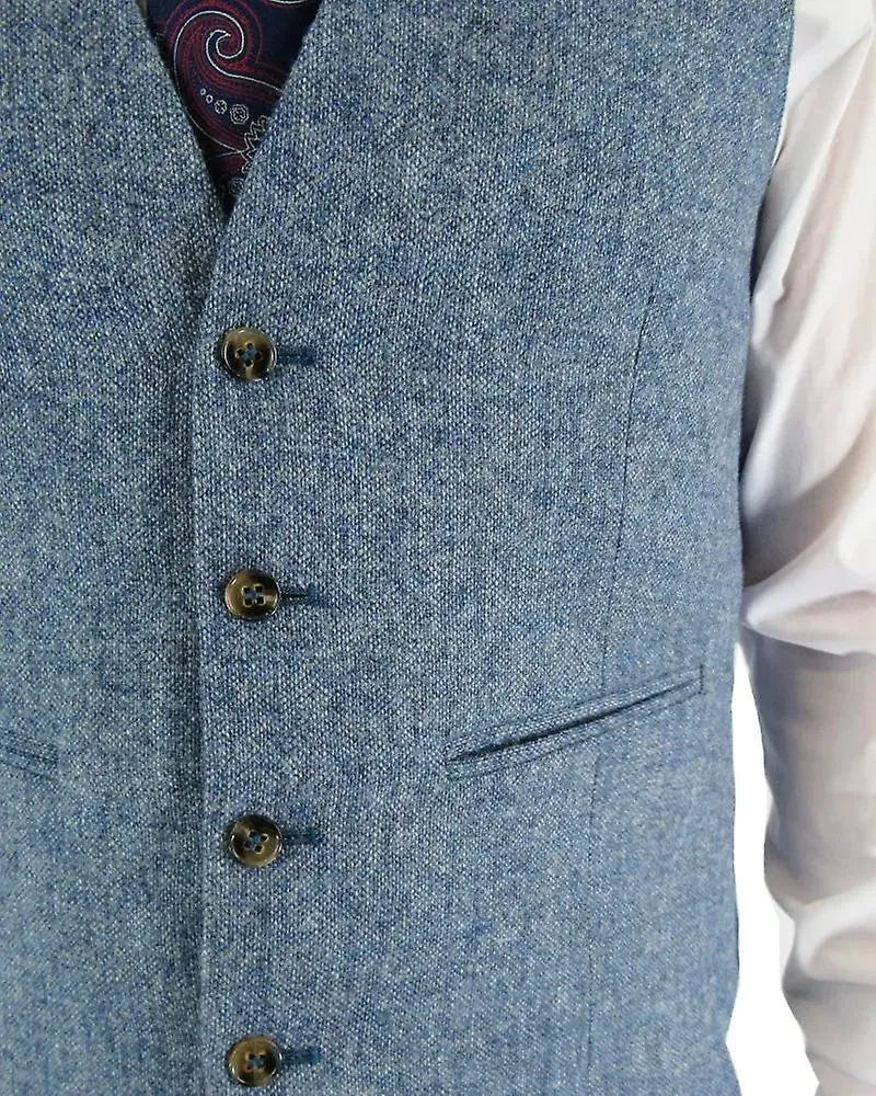 Donegal tweed suit waistcoat - light blue