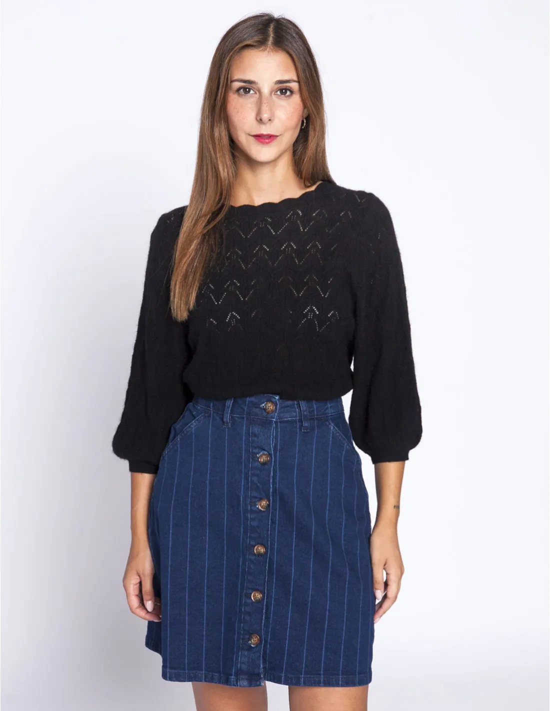 FALDA CORTA DENIM RAYAS ADISSA ICHI