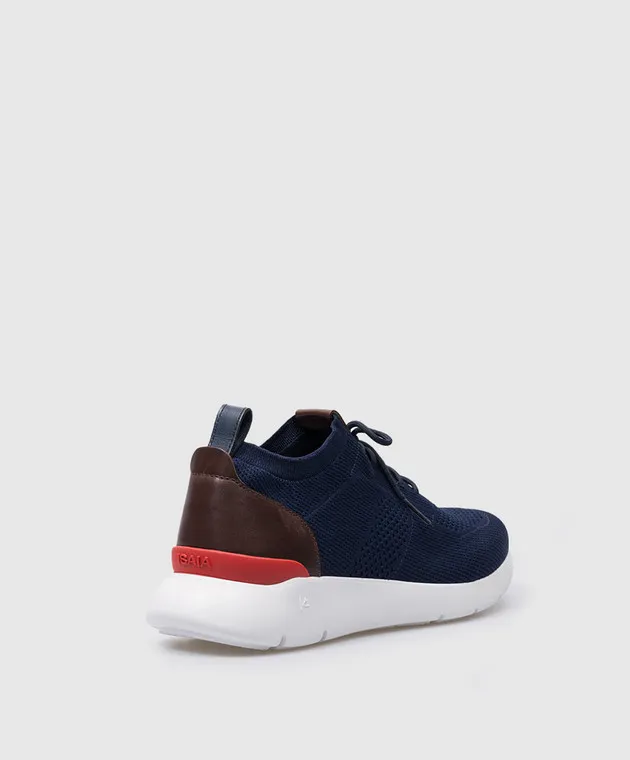 ISAIA Blue combination sneakers with logo