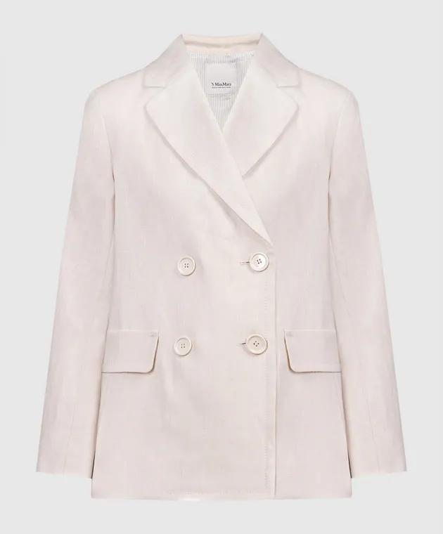 Max Mara Laura double-breasted beige linen jacket