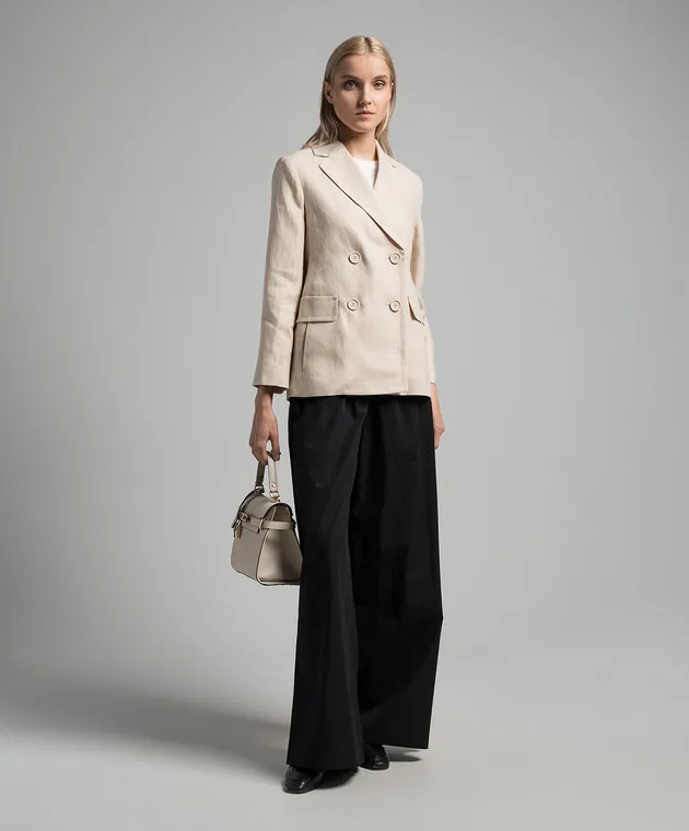 Max Mara Laura double-breasted beige linen jacket