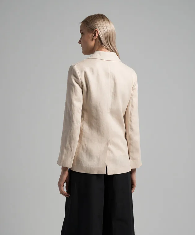 Max Mara Laura double-breasted beige linen jacket