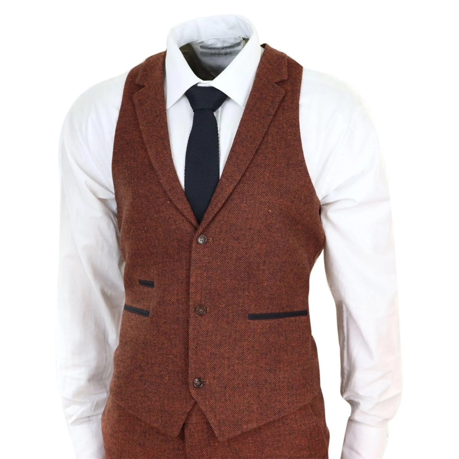 Men's 3 Piece Tweed Suit Herringbone Wool Vintage Retro Fit