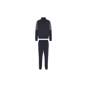 Men's Emporio Armani EA7 Cotton Zip Funnel Neck Navy/grey Tracksuit