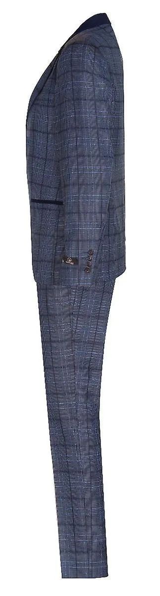 Mens 3 Piece Blue Tweed Suit