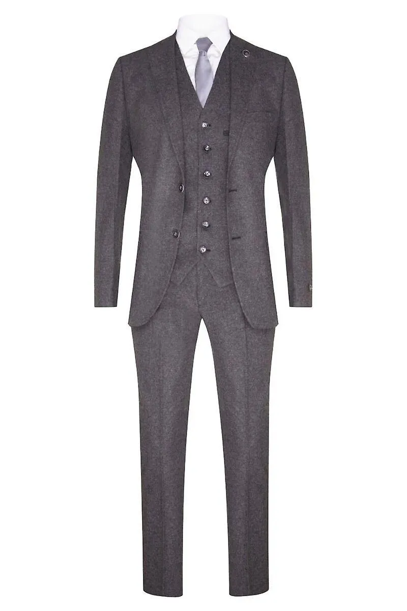 Mens 3 Piece Grey Wool Tweed Vintage Retro Suit