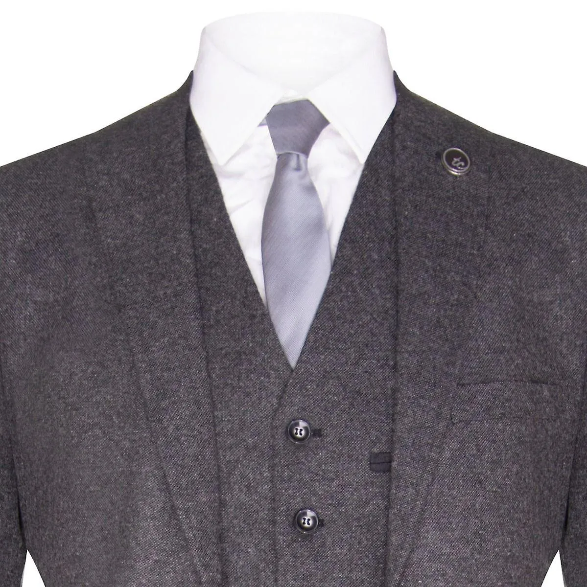 Mens 3 Piece Grey Wool Tweed Vintage Retro Suit