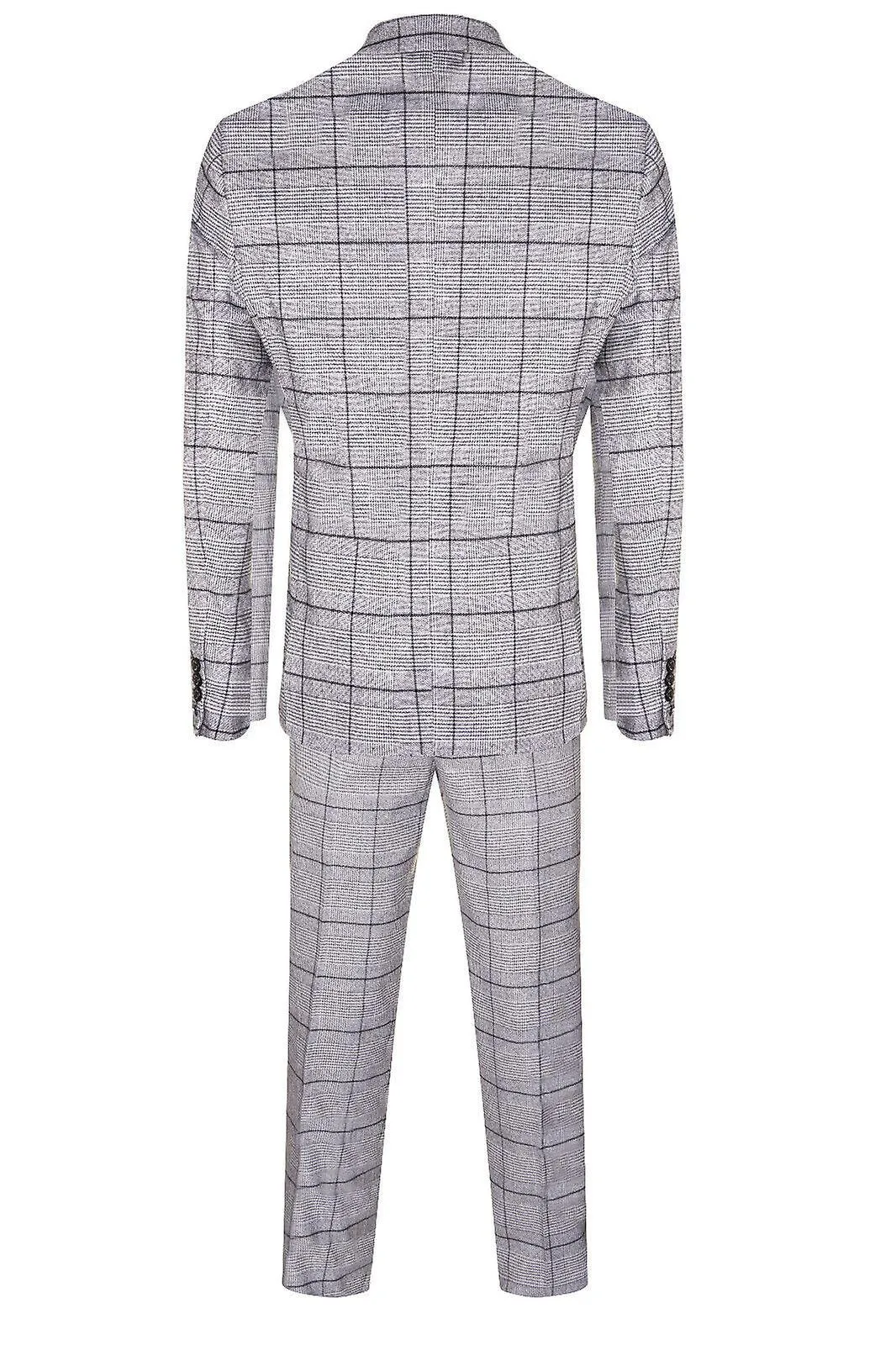 Mens 3 Piece Tweed Suit Grey Check Peaky Blinders 1920 Gatsby Wedding Suit