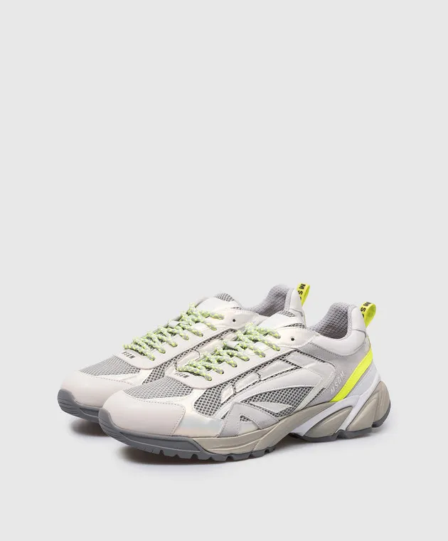 MSGM Vulcano gray sneakers with a holographic effect