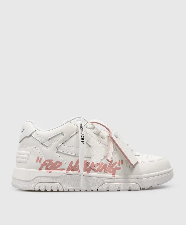 Off-White White leather sneakers OUT OF OFFICE with the inscription FOR WALKING