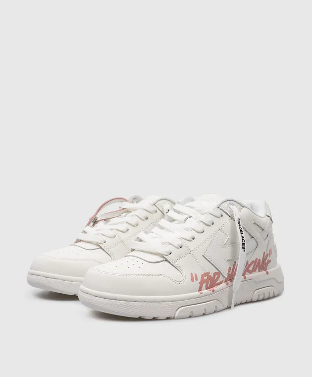 Off-White White leather sneakers OUT OF OFFICE with the inscription FOR WALKING