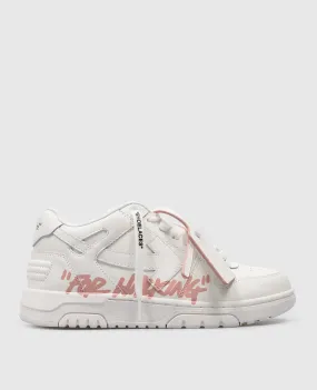 Off-White White leather sneakers OUT OF OFFICE with the inscription FOR WALKING