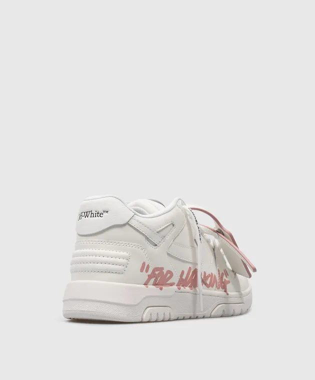 Off-White White leather sneakers OUT OF OFFICE with the inscription FOR WALKING