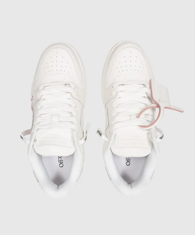 Off-White White leather sneakers OUT OF OFFICE with the inscription FOR WALKING