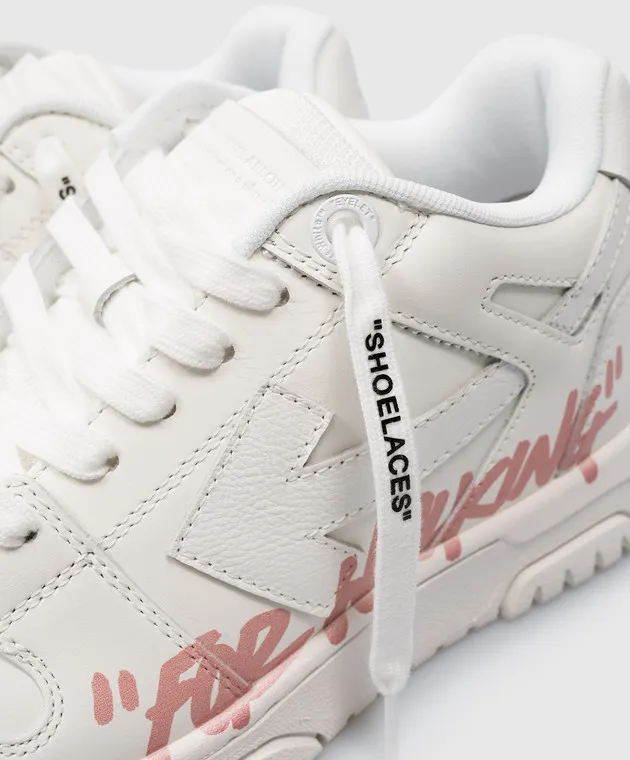 Off-White White leather sneakers OUT OF OFFICE with the inscription FOR WALKING