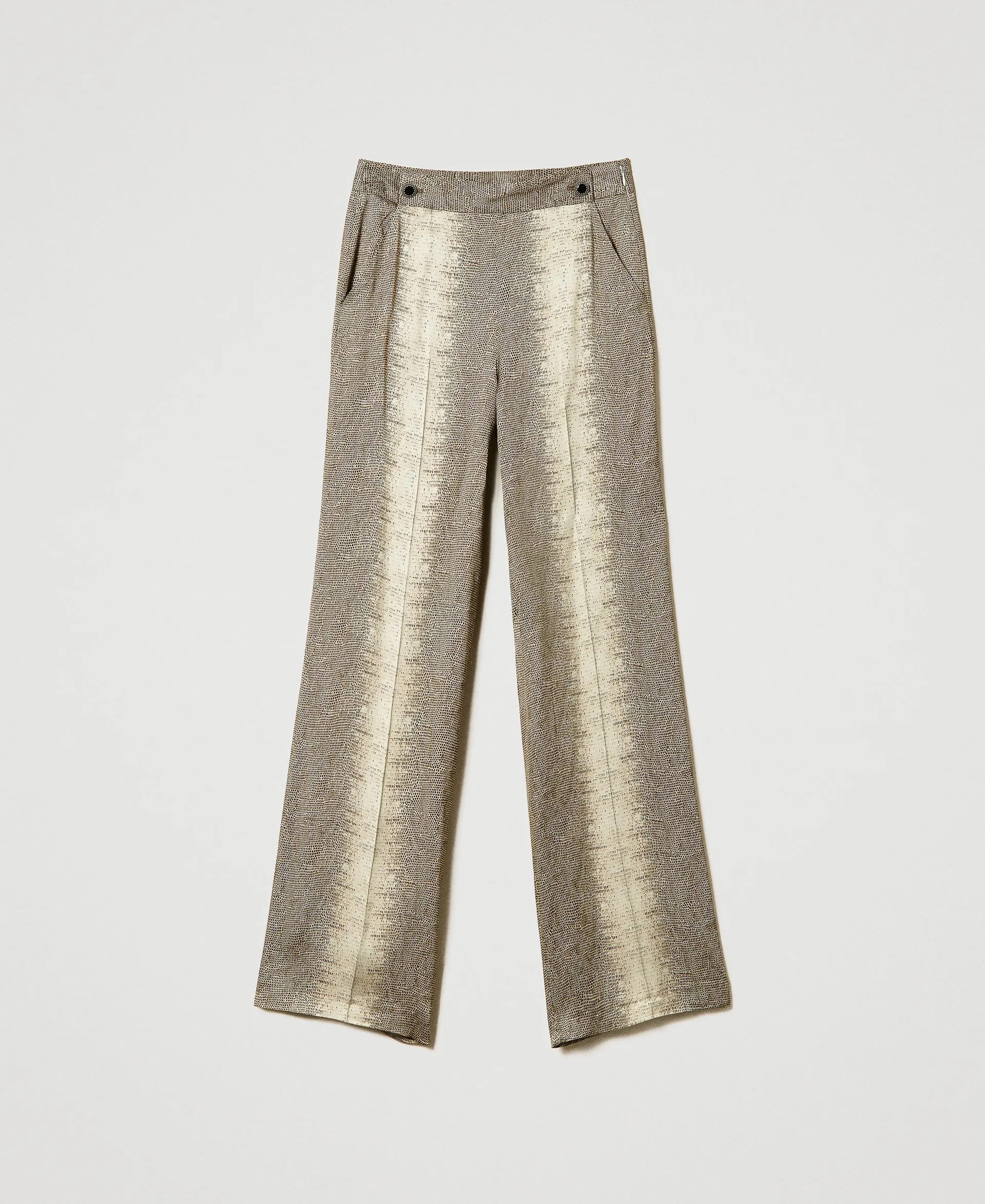 Pantalon ample en satin avec imprimé lézard