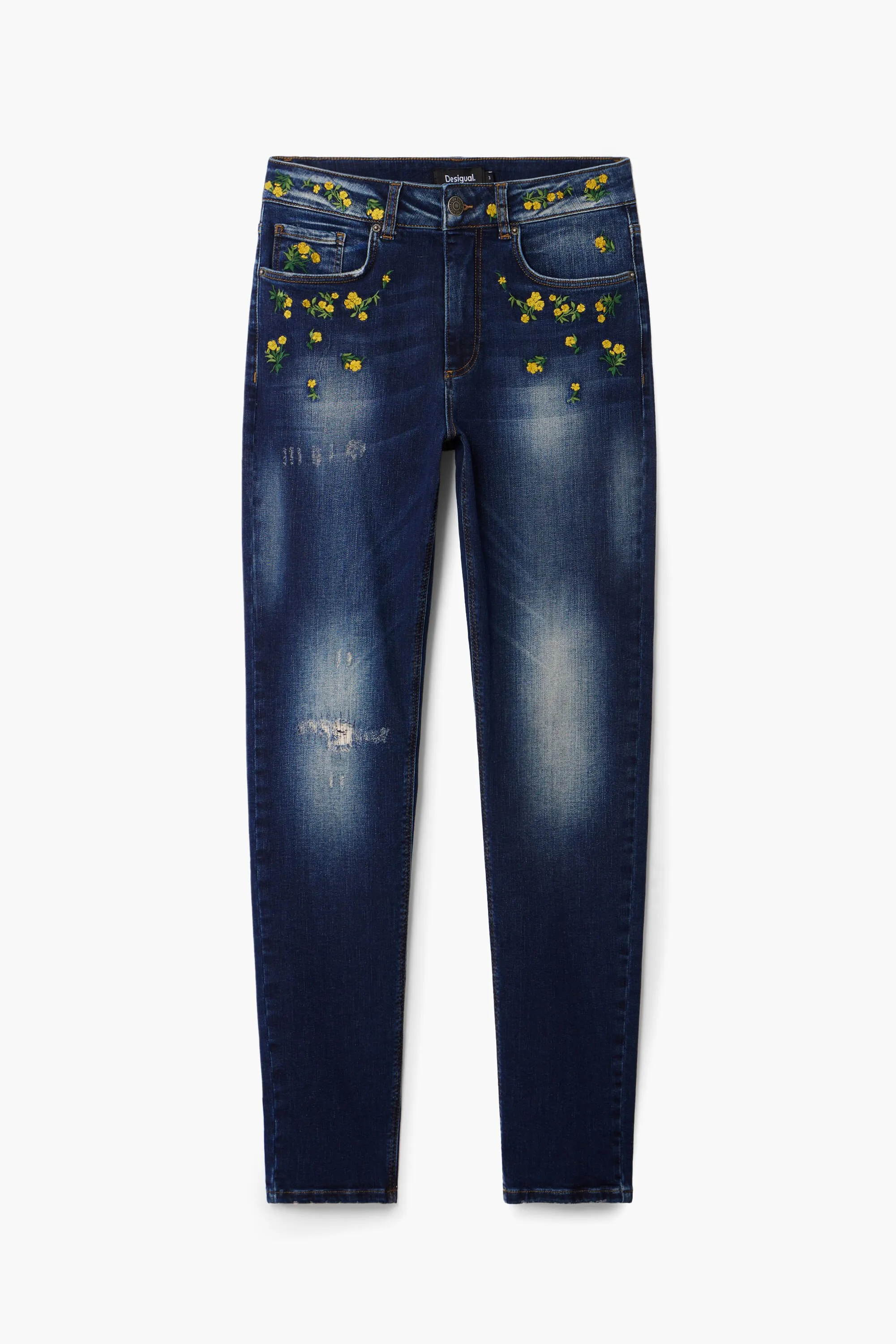 Pantalon denim flores