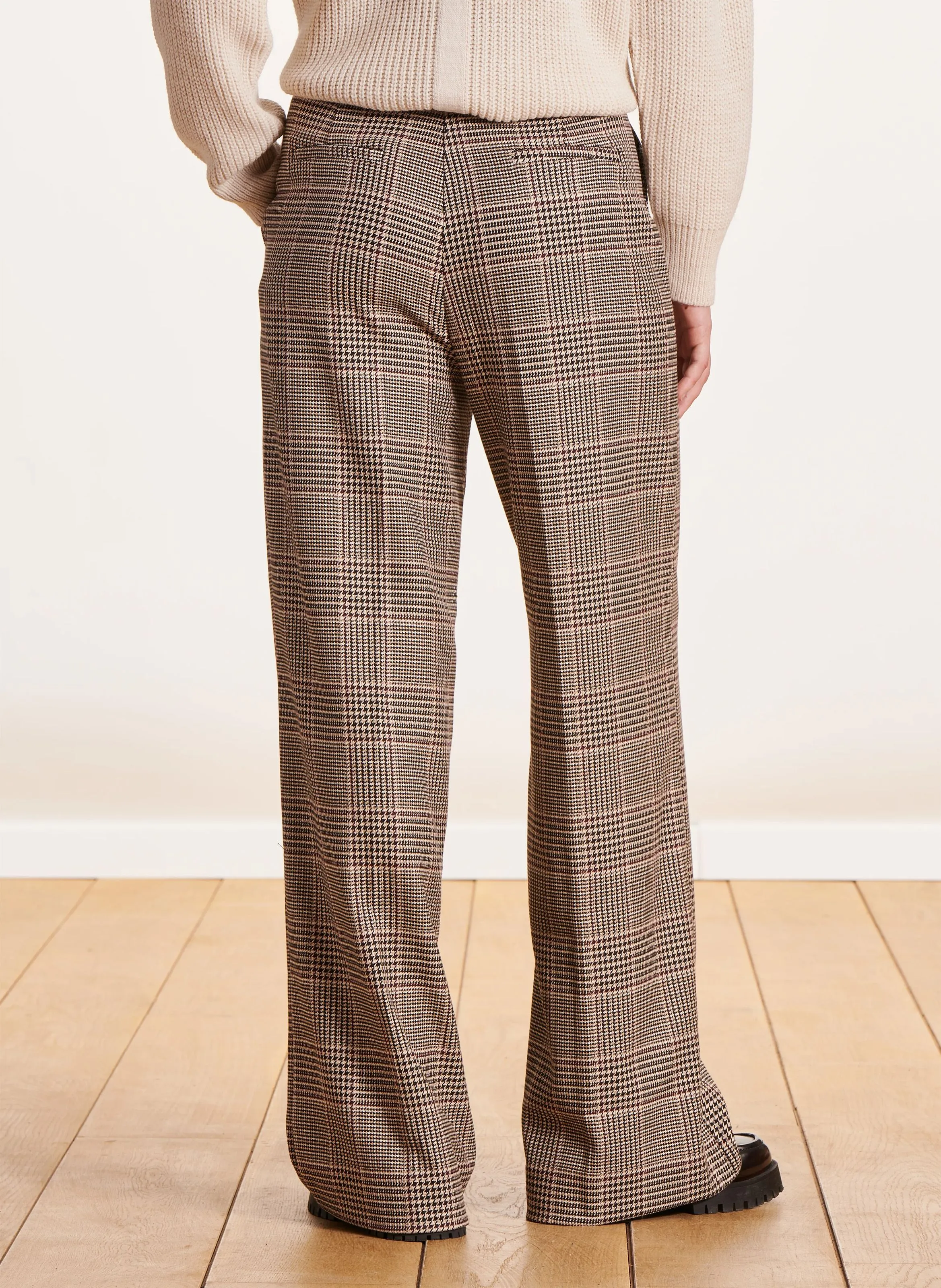 Pantalon droit imprimé en marron