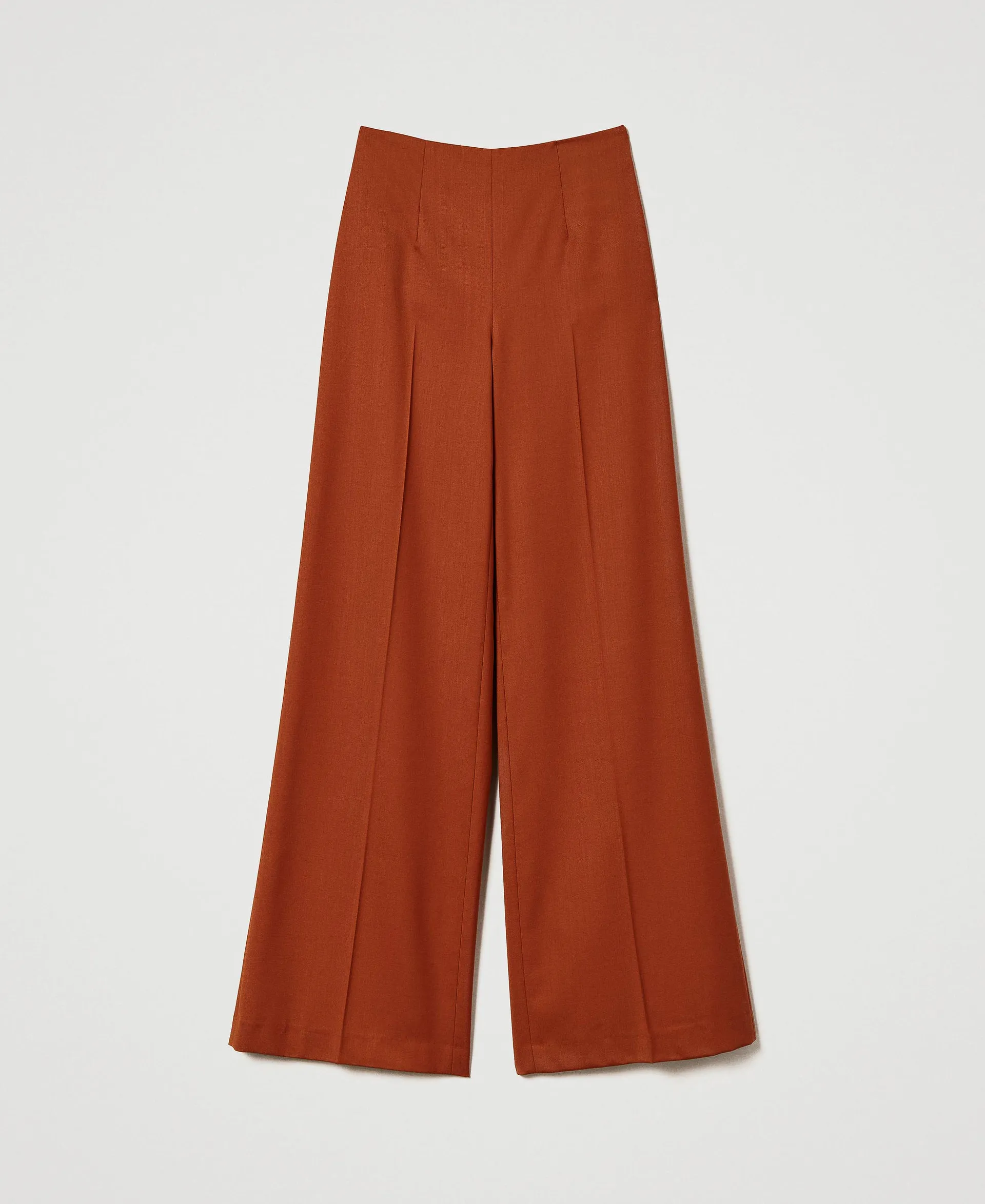 Pantalon palazzo en laine mélangée